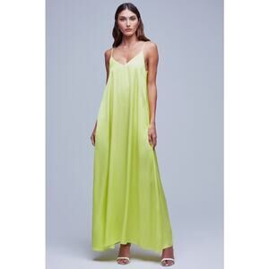 L'AGENCE Women's Hartley Trapeze Maxi Dress Small Lime Sleeveless V Neck NWT
